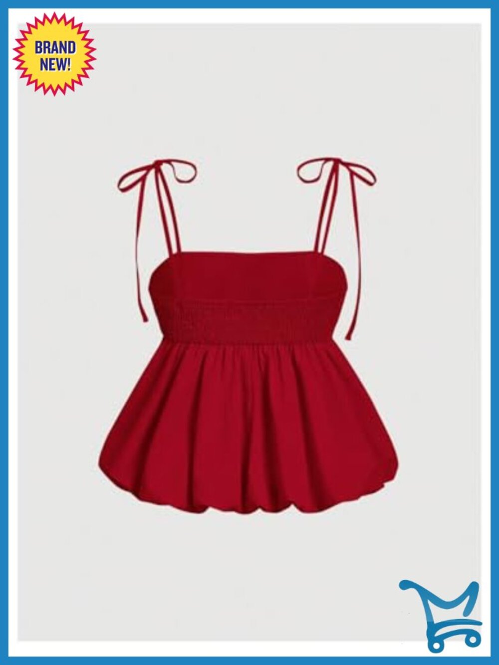 SOLY HUX Y2K Ruffle Babydoll Peplum Cami Top Tie Shoulder Spaghetti Strap Summer - Picture 2 of 3